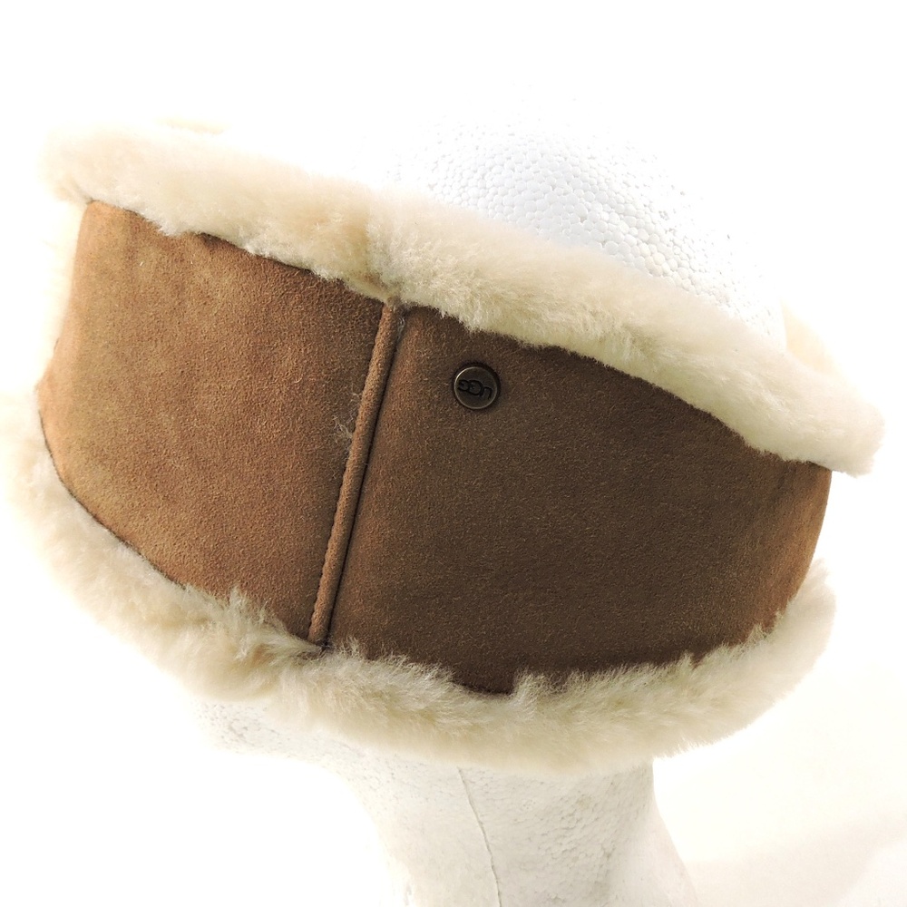 UGG ⚜ WOMEN'S BROWN LAMB LEATHER WINTER FASHION HEADBAND - Picture 3 of 4